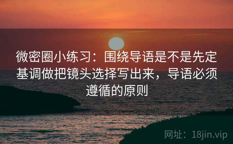 微密圈小练习：围绕导语是不是先定基调做把镜头选择写出来，导语必须遵循的原则